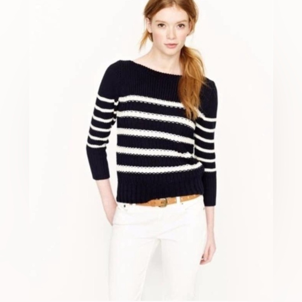 J. Crew Blue and White Knit Sweater